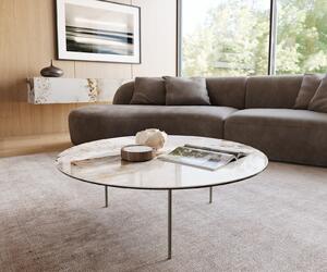 DELIFE Dohányzóasztal Edge kerek 100x100 cm kerámia Minas Melange Trive fém titán színű effektfinish