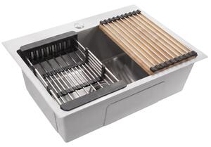 Acél mosogató 3 részes tartozékkészlettel REA Liam Brush Nickel