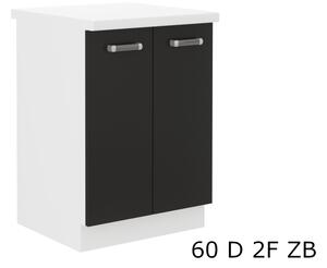 EPSILON 60D 2F ZB kétajtós alsó konyhaszekrény munkalappal, 60x82x60, fekete/fehér