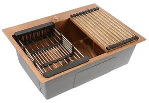 Acél mosogató 3 részes tartozékkészlettel REA Liam Brush Copper