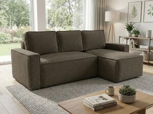 SMART BOUCLE L alakú kihúzható, megfordítható sarokkanapé 232x143 cm, szürkésbarna