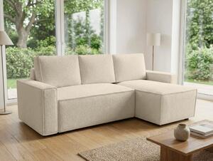 SMART BOUCLE L alakú kihúzható, megfordítható sarokkanapé 232x143 cm, krém