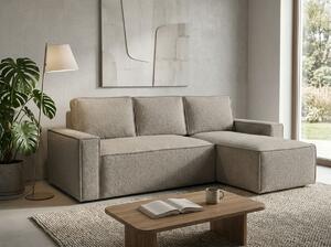 SMART BOUCLE L alakú kihúzható, megfordítható sarokkanapé 232x143 cm, szürkésbézs