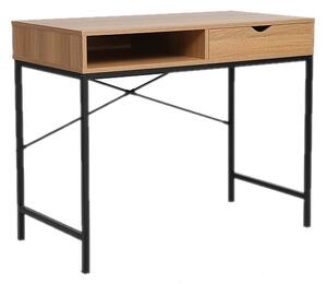 AMAN íróasztal, 95x76x48, tölgy/fekete