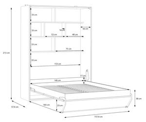 Smart All hálószobai összeállítás - felhajtható szekrényággyal - 160 cm