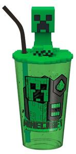 Minecraft Green műanyag 3D szívószálas pohár 443 ml
