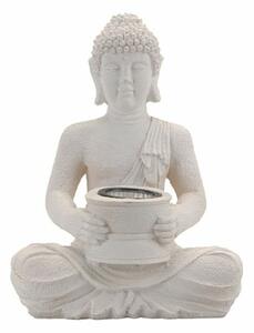 Solar Buddha szobor, LED, fehér színű, 31 cm