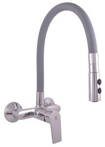 Mosogató csaptelep RAV SLEZÁK COLORADO szilikon karral 150 mm szürke / króm CO102.5/12