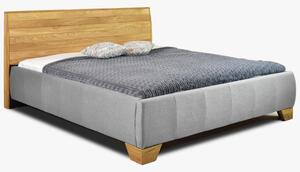 Kárpitozott ágy szürke színű fa fejtámlával