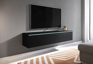 MENDES D 180 TV asztal, 180x30x32, tölgy wotan/fekete fényű