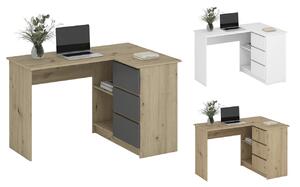 HAL-Bega modern sarok íróasztal 3 fiókkal és polcokkal