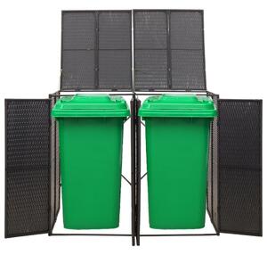 VidaXL fekete polyrattan dupla kerekeskuka tárolófészer 140x80x117 cm