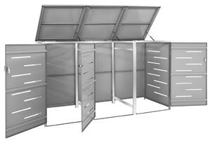 VidaXL acél tároló három gurítható szemeteskukához 207x77,5x112,5 cm