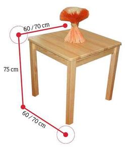 WOOD 4 tömörfa asztal, négyzetes, 70x70 cm, világos borovifenyő