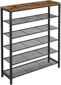 VASAGLE cipőtartó 5 rácsszinttel és nagy felülettel a bejárathoz 100 x 30 x 110 cm