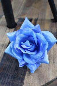 Kék szatén rózsafej 12db 8cm