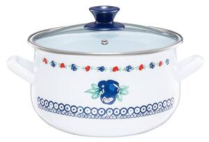 Emalia Olkusz Kalina zománcozott fazék fedővel 16 cm 2 l