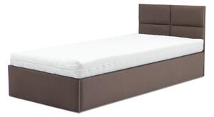 MONOS kárpitozott ágy, ágyneműtartóval, 90x200 cm, szín - barna, zsebrugós matraccal