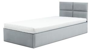 MONOS kárpitozott ágy, ágyneműtartóval, 90x200 cm, szín - világos szürke, hab matraccal