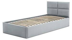 MONOS kárpitozott ágy, ágyneműtartóval, 90x200 cm, szín - világos szürke, matrac nélkül