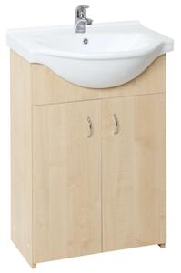 Fürdőszobaszekrény mosdóval Multi Simple 55,5x85x42,4 cm nyírfa SIMPLE55BR
