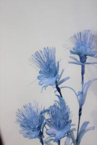 Kék dekoratív habfű, virágokkal 80cm