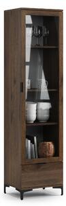 Mazzoni LANA W-50 vitrines szekrény Elegáns Dió - 1 AJTÓS FIÓKOS VITRINES SZEKRÉNY