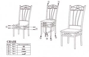 Étkezőasztal szett 4 db székkel fekete BC FUR-101-17BL
