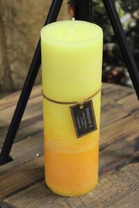 Sárga-narancssárga henger alakú illatgyertya 21cm