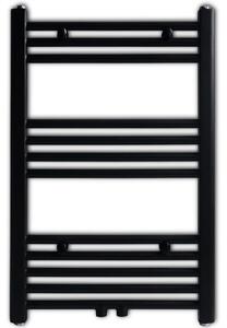 VidaXL Fekete fürdőszobai egyenes törölközőtartó központi fűtéssel 500x764 mm