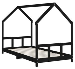 VidaXL fekete tömör fenyőfa gyerekágykeret 90 x 190 cm
