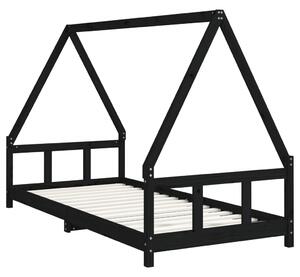 VidaXL fekete tömör fenyőfa gyerekágykeret 90 x 200 cm