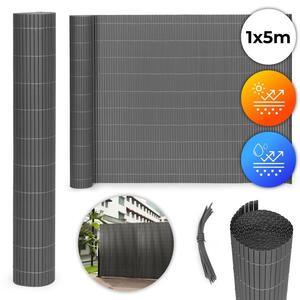 Megfordítható antracit PVC balkon, kerítés és terasz paraván Szélesség: 1 m | Hosszúság: 5 m