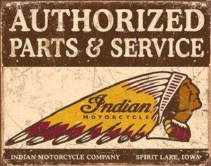 Fém tábla Indian motorcycles - Authorized Parts and Service, (40 x 31.5 cm)