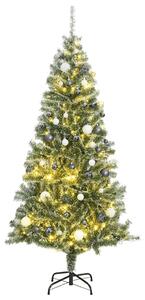 Műkarácsonyfa 300 LED-del, gömbszettel és hópehellyel 180 cm
