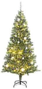 Műkarácsonyfa 300 LED-del, gömbszettel és hópehellyel 240 cm