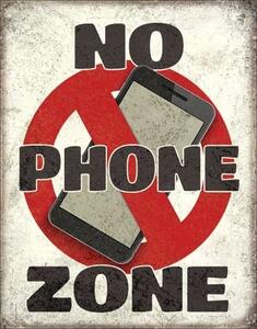 Fém tábla No Phone Zone, (32 x 41 cm)