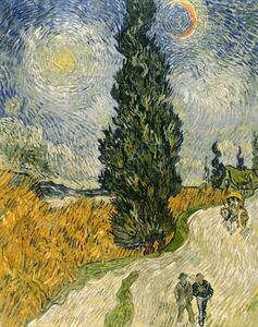 Vincent van Gogh - Festmény reprodukció Road with Cypresses, 1890, (30 x 40 cm)