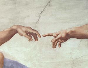 Michelangelo Buonarroti - Festmény reprodukció Hands of God and Adam, detail, (40 x 30 cm)