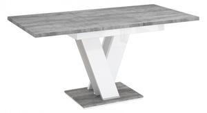Masiv bővíthető étkezőasztal 4-6 személyes beton/magasfényű fehér