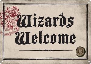 Fém tábla Harry Potter - Wizards Welcome, (21 x 15 cm)