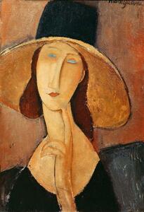 Amedeo Modigliani - Reprodukció Portrait of Jeanne Hebuterne in a large hat, (26.7 x 40 cm)