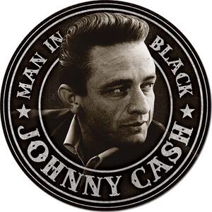 Fém tábla Johnny Cash - Man in Black Round, (30 x 30 cm)