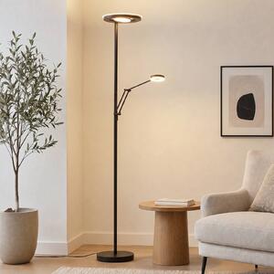 Trio Lighting Barrie LED mennyezeti lámpa olvasólámpával, matt fekete, dimmelhető, Fekete, Nappali / Étkező, fém, Modern