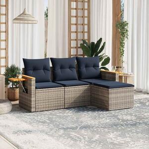 VidaXL 4 részes szürke polyrattan kerti ülőgarnitúra párnával