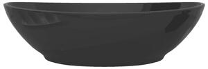 VidaXL Ovális, fekete kerámia mosdókagyló 40 x 33 cm