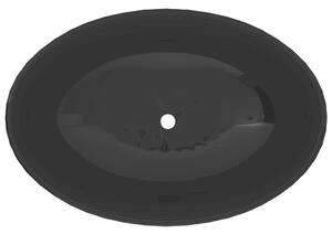 VidaXL Ovális, fekete kerámia mosdókagyló 40 x 33 cm