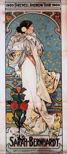 Mucha, Alphonse Marie - Reprodukció Sarah Bernhardt's Farewell American Tour, (21.8 x 50 cm)