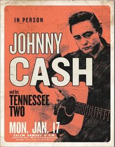 Fém tábla Johnny Cash & His Tennessee Two, (32 x 41 cm)