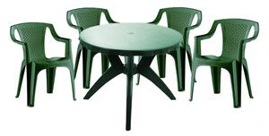 Franca 4 személyes kerti bútor szett, kerek asztallal, 4 db székkel